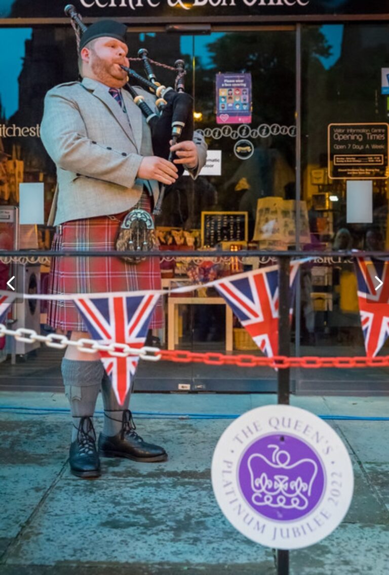 MArtin the Piper Playing Bagpipes at the Queens Jubilee Celebrations